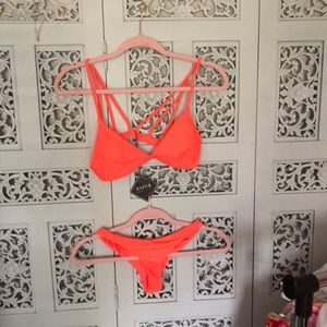 Size small hot orange Zaful bikini.